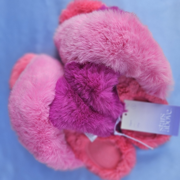 Pink and Purple Fuzzy Slippers - Picture 2 of 5